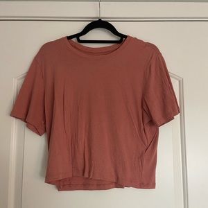 Abercrombie Coral Short-Sleeved Cropped Relaxed Tee